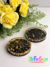 Load image into Gallery viewer, Elegant Gold Leaf and Black Coaster
