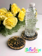 Load image into Gallery viewer, Elegant Gold Leaf and Black Coaster