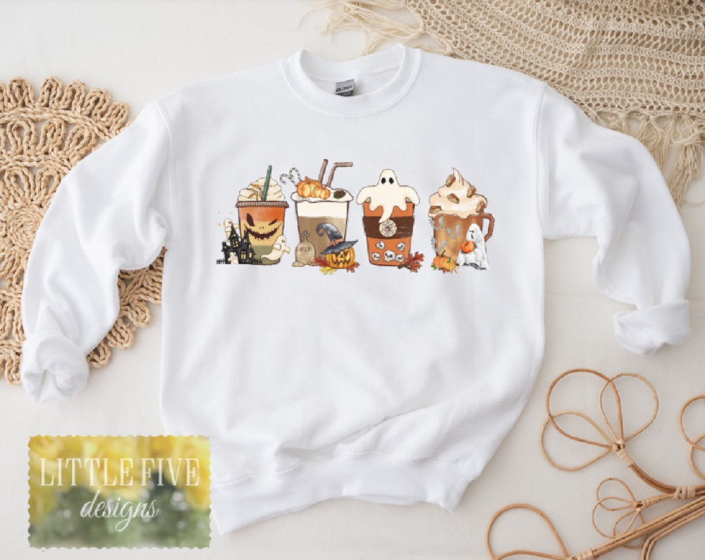 Halloween Lattes Coffees - SUBLIMATION DESIGN - Tshirt or Sweatshirt