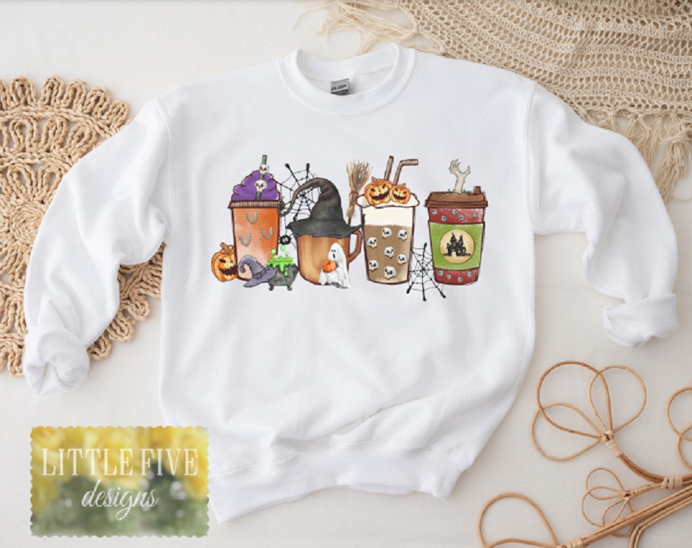 Halloween Lattes Coffees - SUBLIMATION DESIGN - Tshirt or Sweatshirt