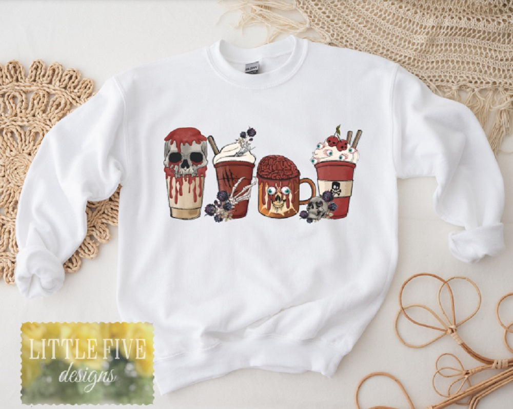 Skull Lattes Coffees - SUBLIMATION DESIGN - Tshirt or Sweatshirt