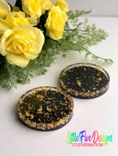 Load image into Gallery viewer, Elegant Gold Leaf and Black Coaster
