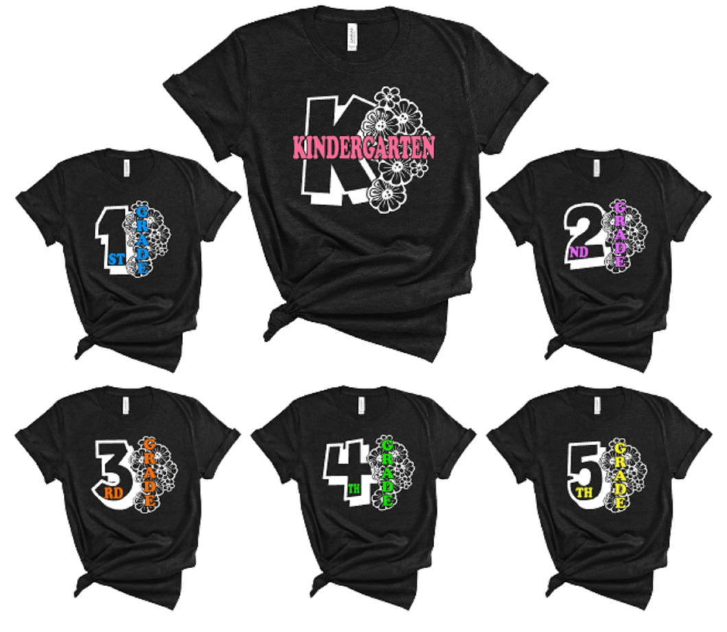 Adult Sizes - Choose Your Grade Floral Teacher/Back To School Shirt