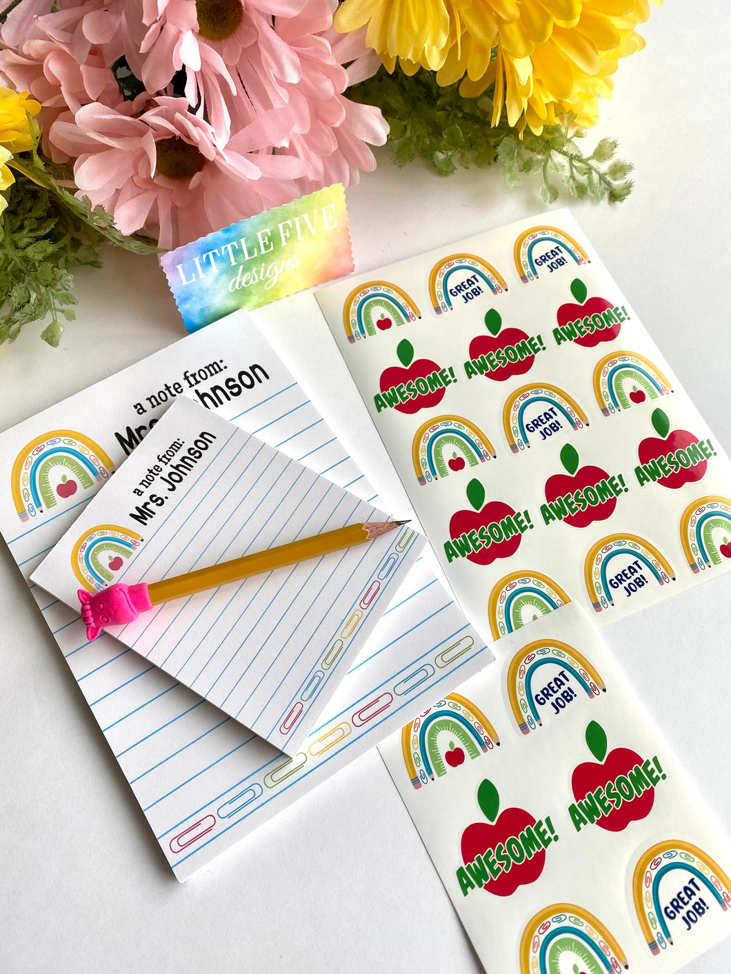 Personalized, Custom Notepad - 32 Pages - Colorful Rainbow Design