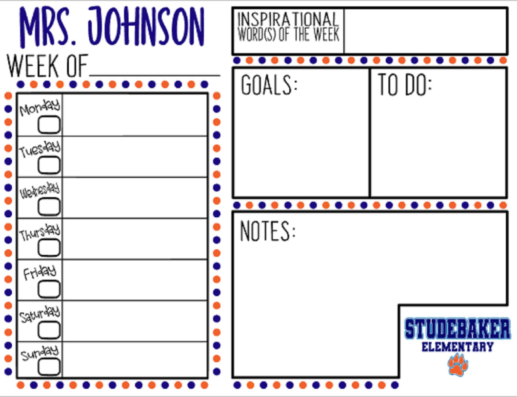 Weekly Tear Away Planner - 40 Pages