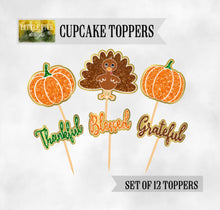 Load image into Gallery viewer, Thanksgiving Cupcake Toppers
