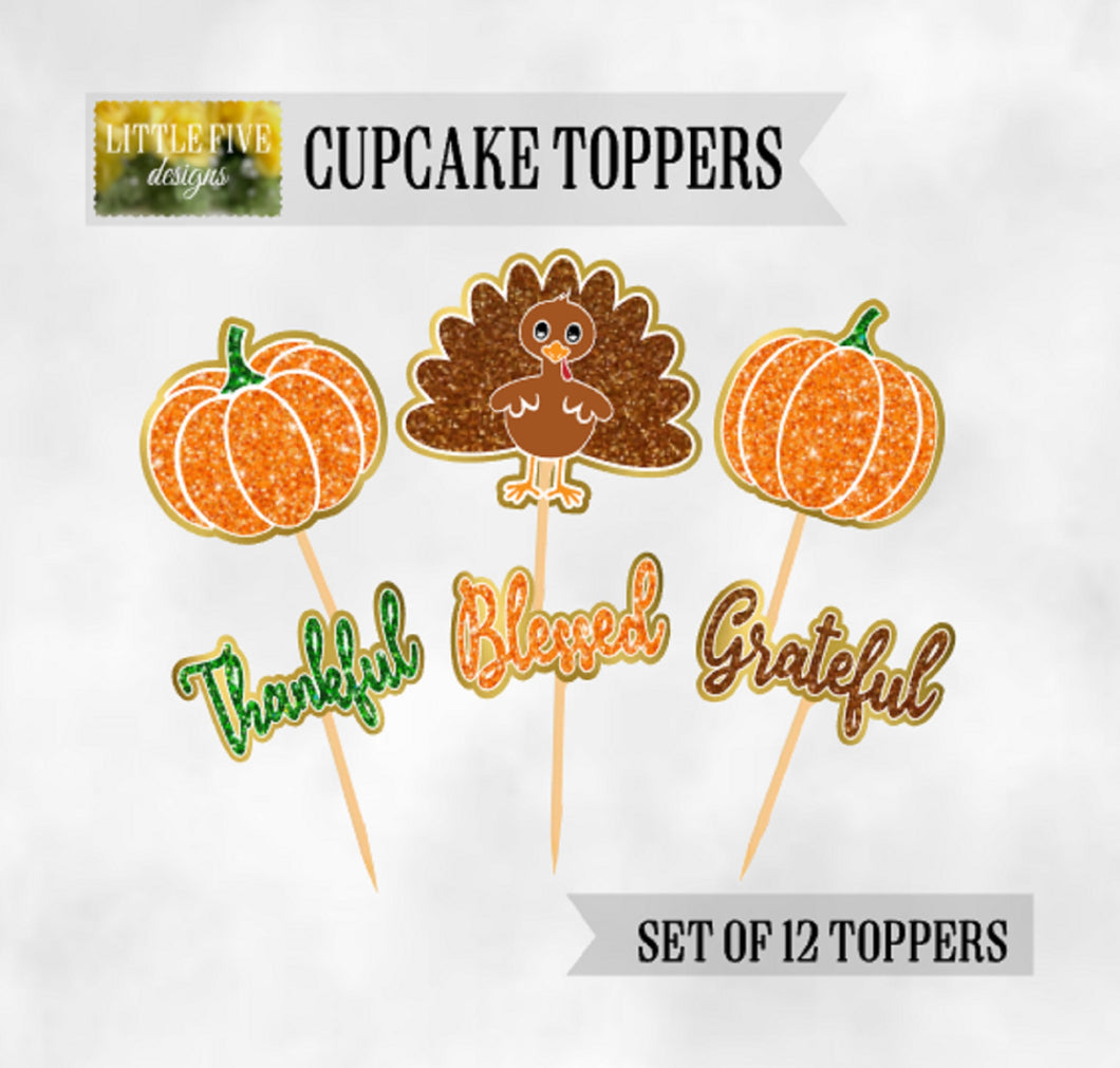 Thanksgiving Cupcake Toppers